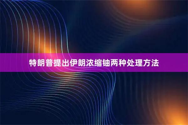 特朗普提出伊朗浓缩铀两种处理方法